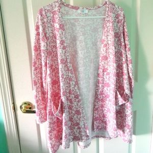 LulaRoe Pink Floral Caroline sweater.
